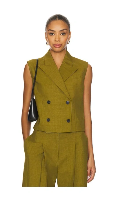 Theory Peak Double Breasted Vest In Green