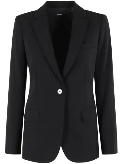 Theory Peak Lapels Blazer In Black