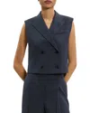 Theory Slightly Cropped Double-breasted Vest With Peak Lapels In Blue