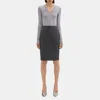 Theory Pencil Skirt In Good Wool In Charcoal Melange