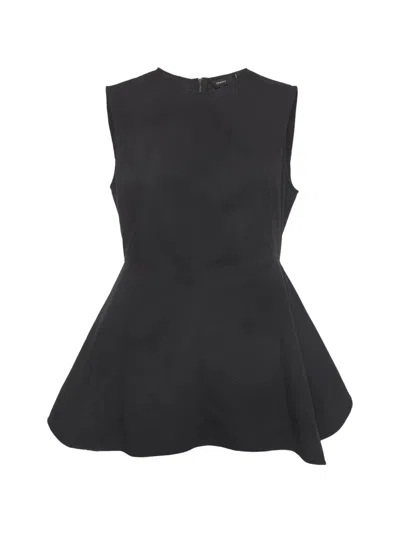 Pre-owned Theory Peplum Sleeveless Top In Black