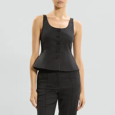 Theory Peplum Vest In Linen-viscose In Black
