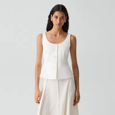 Theory Peplum Vest In Linen-viscose In White