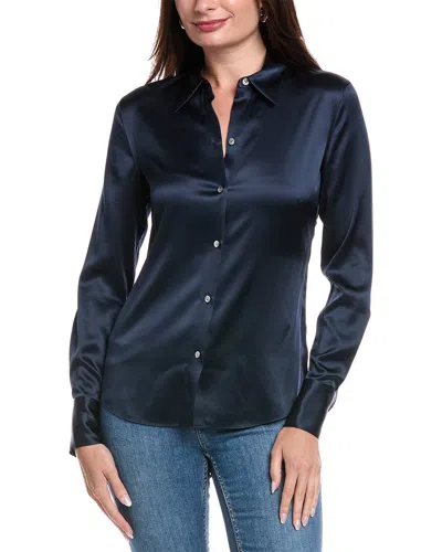 Theory Perfect Fitted Silk-blend Shirt In Multi