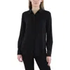 Theory Petites Womens Silk Collar Button-down Top In Black