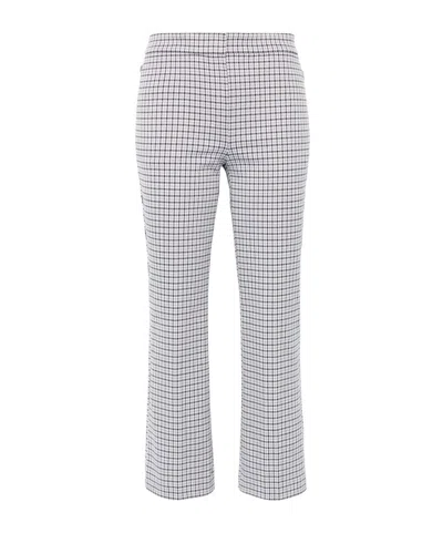 Theory Pied De Poule Printed Trousers In Grey
