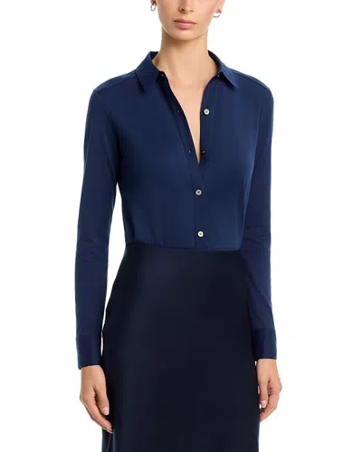 Theory Pima Cotton Shirt In Blue