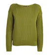 Theory Easy Open Neck Pullover Sweater In Green