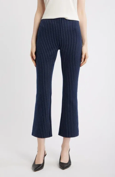 Theory Pinstripe Crop Kick Flare Pants In Blue