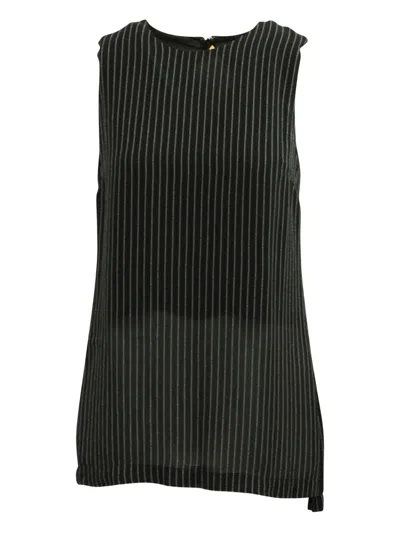 Pre-owned Theory Pinstripe Sleeveless Top In Black