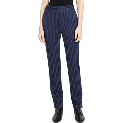 Theory Pinstripe Slim Fit Pants In Blue