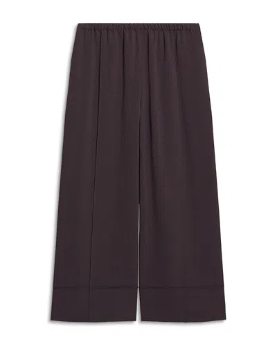 Theory Pintuck Pebble Crepe Seamed Pants In Brown