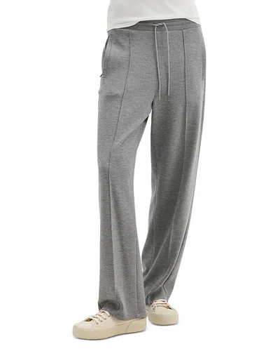 Theory Pintucked Track Pants In Grey Melange/oatmeal