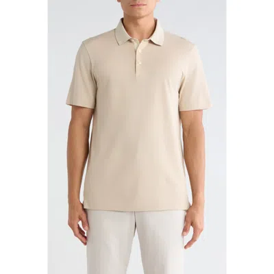 Theory Pique Cotton Polo In Rainy Day/hazelwood
