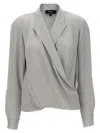 Theory Pk Label Wrap Shirt And Blouse Gray