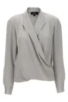 Theory Pk Label Wrap Shirt And Blouse Gray