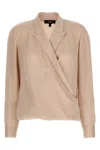 Theory 'pk Label Wrap' Blouse In Neutral