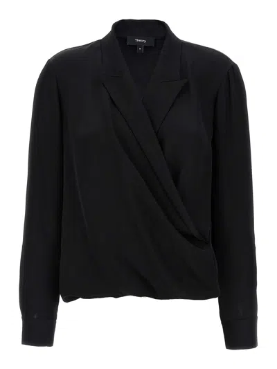 THEORY PK LABEL WRAP BLOUSE