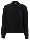 Theory Black Blouse With Peak Revers And Crossover Neck In Black