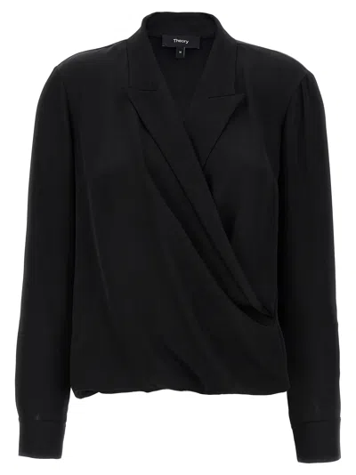 THEORY PK LABEL WRAP BLOUSE