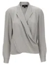 Theory 'pk Label Wrap' Blouse In Gray