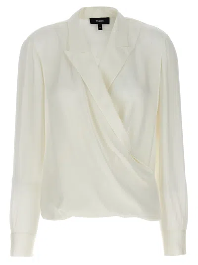 THEORY PK LABEL WRAP BLOUSE