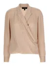 Theory 'pk Label Wrap' Blouse In Nude & Neutrals