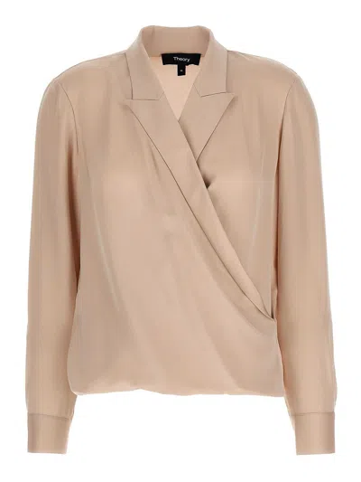 THEORY PK LABEL WRAP BLOUSE