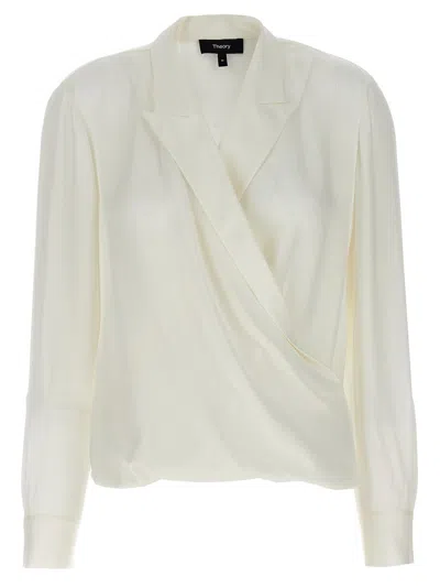 THEORY THEORY 'PK LABEL WRAP' BLOUSE