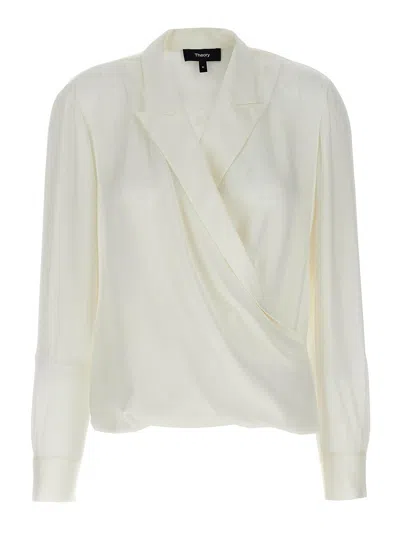 THEORY PK LABEL WRAP BLOUSE