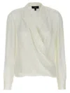 Theory White Blouse With Peak Revers And Crossover Neck In White