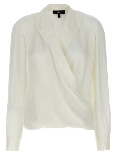 Theory 'pk Label Wrap' Blouse In White