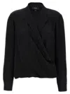 Theory Black Blouse With Peak Revers And Crossover Neck