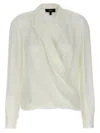 Theory White Blouse With Peak Revers And Crossover Neck