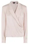 Theory Lapel Wrap Blush Blouse With V-neck In D Blush