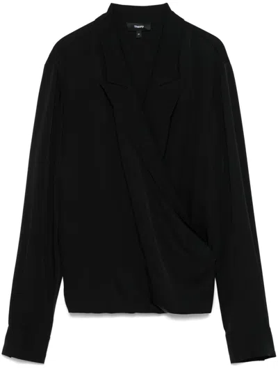 Theory Pk Lapel Wrap Bl.mod Clothing