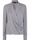 Theory 'pk Label Wrap' Blouse In Grey