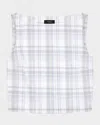 Theory Plaid Bateau-neck Top