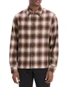 Theory Plaid Button Down Overshirt In Brown