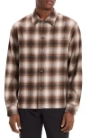 Theory Plaid Button Down Overshirt In Brown