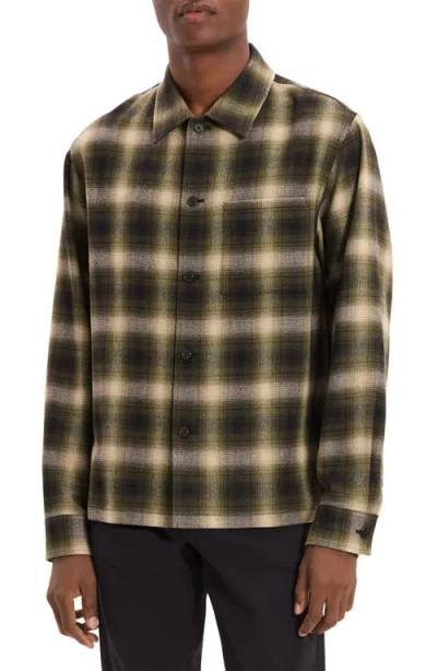 Theory Plaid Button-up Shirt In Green