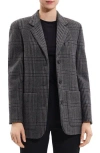 THEORY THEORY PLAID ELBOW PATCH RECYCLED WOOL BLEND JACKET