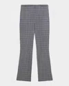 Theory Plaid High-rise Kick-flare Pants In Multi