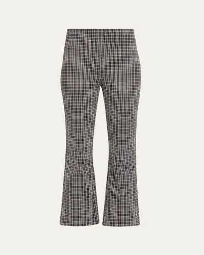 Theory Plaid High-rise Kick-flare Pants In Multi