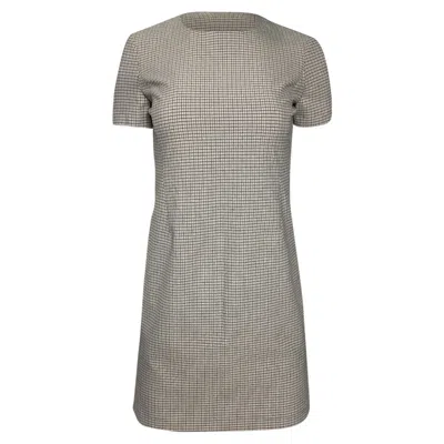 Theory Plaid Mini Dress In Beige Viscose