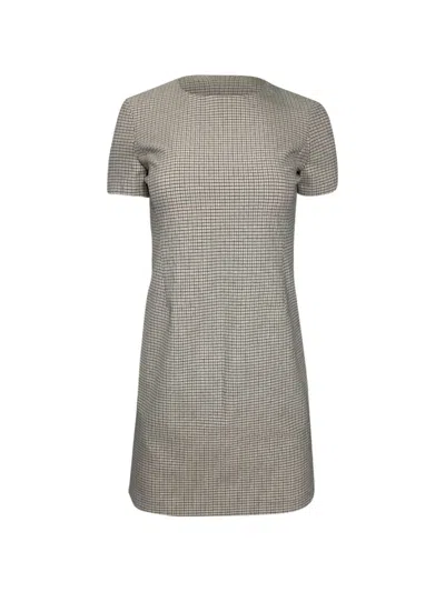 Pre-owned Theory Plaid Mini Dress In Neutral