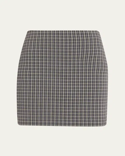 Theory Plaid Mini Skirt In Gray
