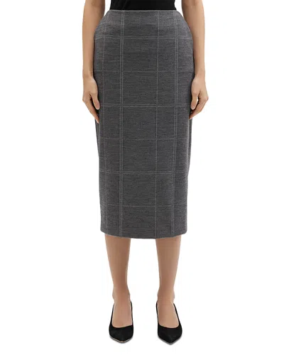 Theory Plaid Pencil Skirt In Green Mutli