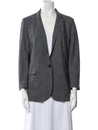 Pre-owned Theory Plaid Print Blazer In Black