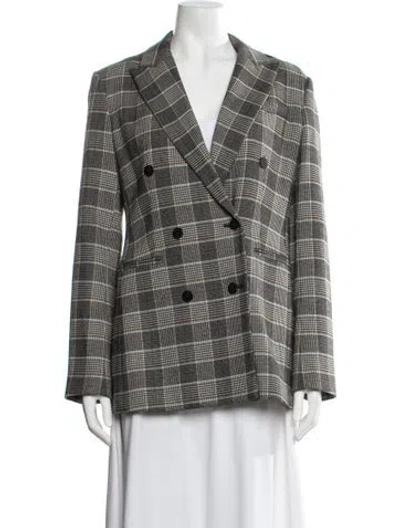 Pre-owned Theory Plaid Print Blazer In Black